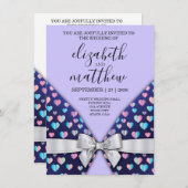 Elegant Invitation Briefkaart Bow and Heart Speckl (Voorkant / Achterkant)