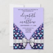 Elegant Invitation Briefkaart Bow and Heart Speckl (Voorkant)