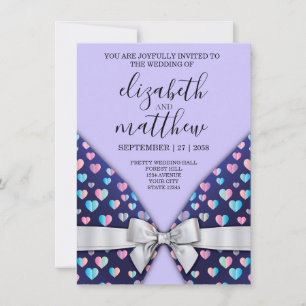 Elegant Invitation Briefkaart Bow and Heart Speckl