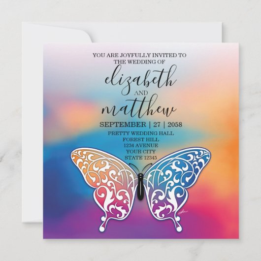 Elegant Invitation Briefkaart Bow and Heart Speckl (Achterkant)