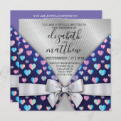 Elegant Invitation Briefkaart Bow and Heart Speckl (Voorkant / Achterkant)