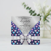 Elegant Invitation Briefkaart Bow and Heart Speckl (Staand voorkant)