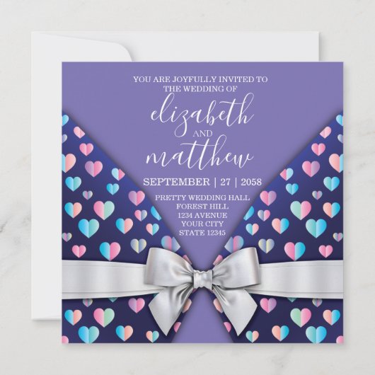 Elegant Invitation Briefkaart Bow and Heart Speckl (Achterkant)