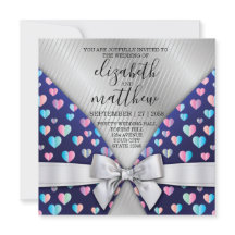 Elegant Invitation Briefkaart Bow and Heart Speckl