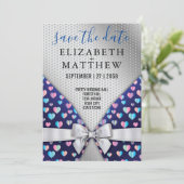 Elegant Invitation Briefkaart Bow and Heart Speckl (Staand voorkant)