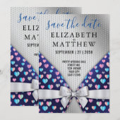 Elegant Invitation Briefkaart Bow and Heart Speckl (Voorkant / Achterkant)