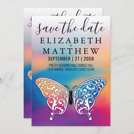 Elegant Invitation Car with Bow and Heart Speckles Kaart (Voorkant / Achterkant)