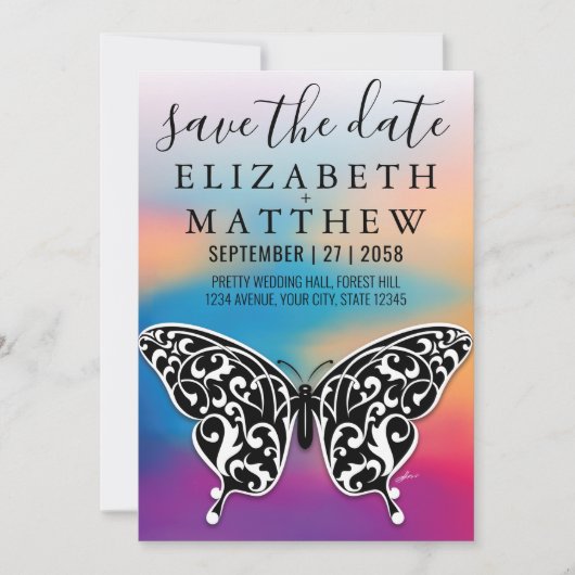 Elegant Invitation Car with Bow and Heart Speckles Kaart (Voorkant)