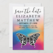 Elegant Invitation Car with Bow and Heart Speckles Kaart (Achterkant)