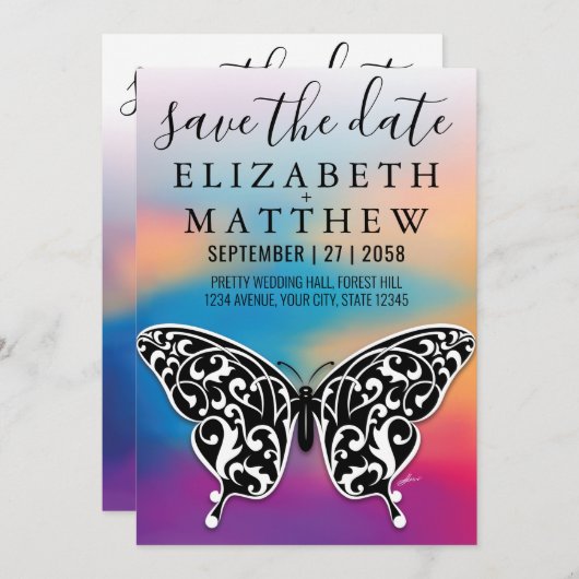 Elegant Invitation Car with Bow and Heart Speckles Kaart (Voorkant / Achterkant)