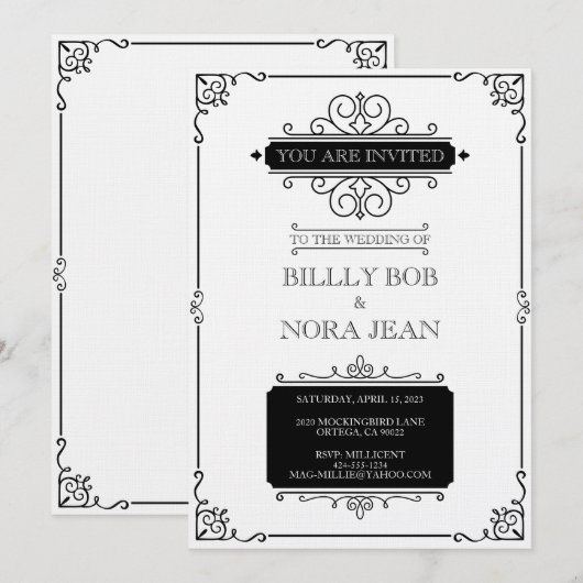 Elegant Invitation, formaat: 5 x 7 inch, papier B  Kaart (Voorkant / Achterkant)