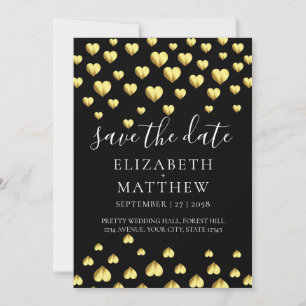 Elegant Invitation Gold Heart Speckles Design Save The Date