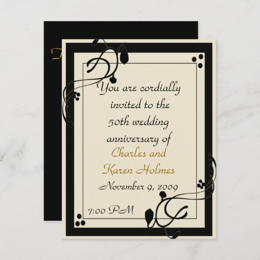 Elegant Invitation Kaart (Voorkant / Achterkant)