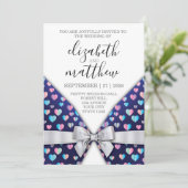 Elegant Invitation Kaart Bow and Heart Speckles De (Staand voorkant)