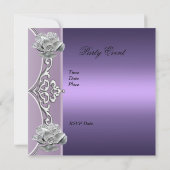 Elegant Invitation Paars Mauve Silver Floral Kaart (Achterkant)