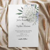 Elegant Invitation with One Big White Rose | Minim Kaart