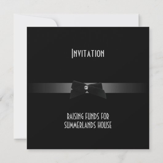 Elegant Invite Fundraiser Formal Black Stropdas Kaart (Achterkant)