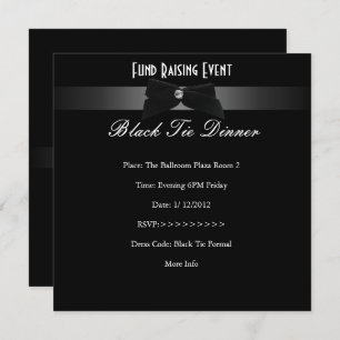 Elegant Invite Fundraiser Formal Black Stropdas Kaart