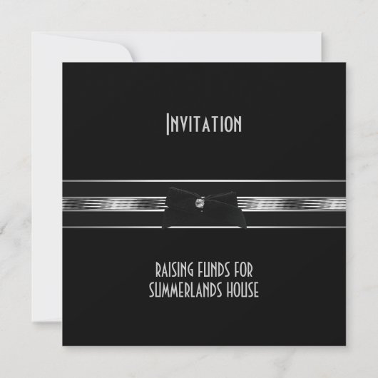 Elegant Invite Fundraiser Formal Silver Black Stro Kaart (Achterkant)