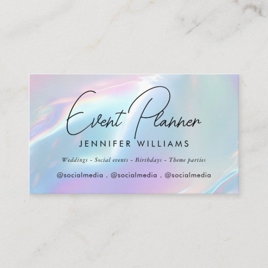 Elegant Iridescent Blue Purple Holographic Visitekaartje (Voorkant)