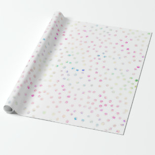 Elegant Iridescent Confetti Stip White Design Cadeaupapier
