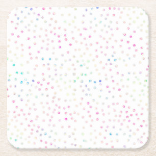 Elegant Iridescent Confetti Stip White Design Kartonnen Onderzetters