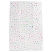 Elegant Iridescent Glitter Stippen White Design Medium Cadeauzakje (Achterkant)