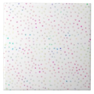 Elegant Iridescent Glitter Stippen White Design Tegeltje