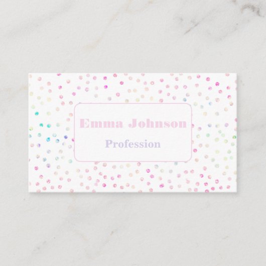 Elegant Iridescent Glitter Stippen White Design Visitekaartje (Voorkant)