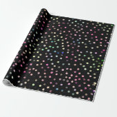 Elegant Iridescent Glitter Stippen - Zwart design Cadeaupapier (Uitgerold)