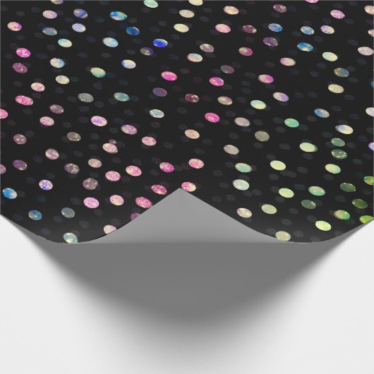 Elegant Iridescent Glitter Stippen - Zwart design Cadeaupapier (Hoek)