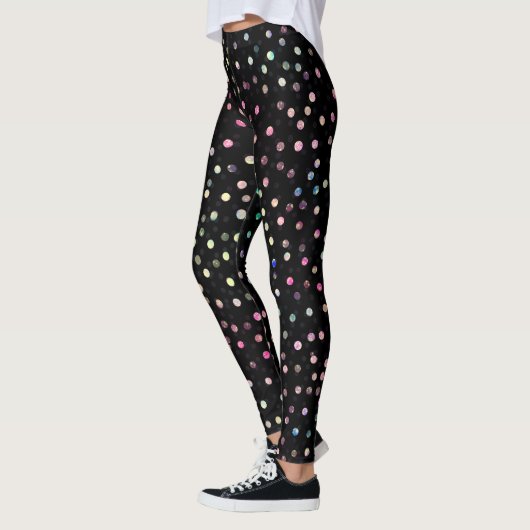 Elegant Iridescent Glitter Stippen - Zwart design Leggings (Links)