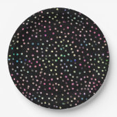 Elegant Iridescent Glitter Stippen - Zwart design Papieren Bordje (Voorkant)