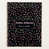 Elegant Iridescent Glitter Stippen - Zwart design Planner (Voorkant)