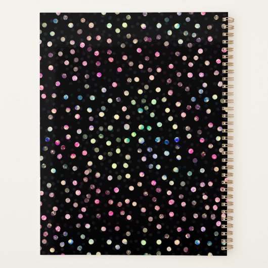 Elegant Iridescent Glitter Stippen - Zwart design Planner (Achterkant)