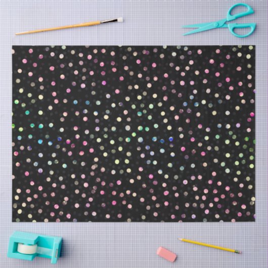 Elegant Iridescent Glitter Stippen - Zwart design Tissuepapier (Craft)