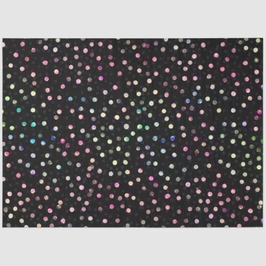 Elegant Iridescent Glitter Stippen - Zwart design Tissuepapier (Voorkant)