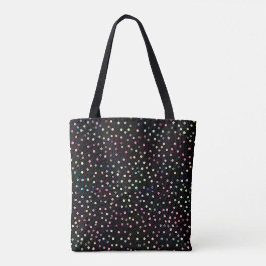Elegant Iridescent Glitter Stippen - Zwart design Tote Bag (Achterkant)