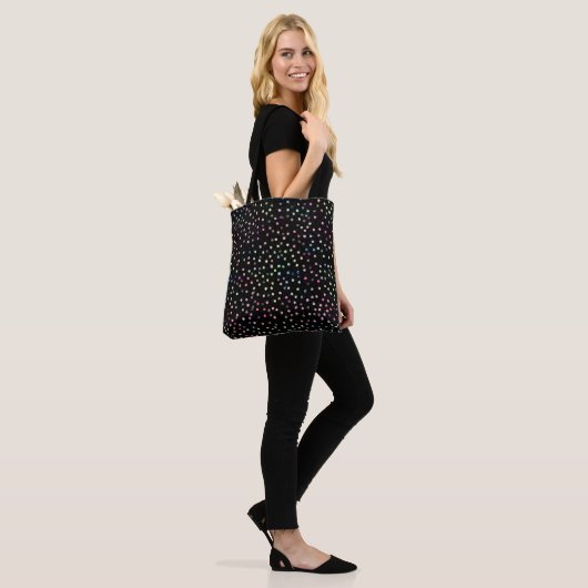 Elegant Iridescent Glitter Stippen - Zwart design Tote Bag (Op model)