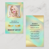 Elegant Iridescent Holographic Makeup Artist Photo Visitekaartje (Voorkant / Achterkant)