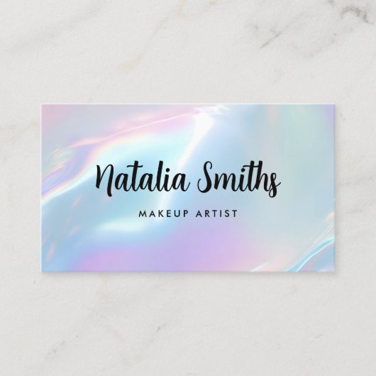 Elegant Iridescent Holographic Opalescent Afsprakenkaartje (Voorkant)