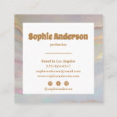 Elegant Iridescent Marble Square Business Card Vierkante Visitekaartje (Achterkant)