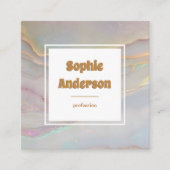 Elegant Iridescent Marble Square Business Card Vierkante Visitekaartje (Voorkant)