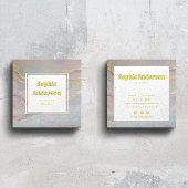 Elegant Iridescent Marble Square Business Card Vierkante Visitekaartje