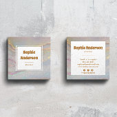 Elegant Iridescent Marble Square Business Card Vierkante Visitekaartje