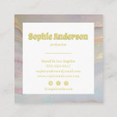 Elegant Iridescent Marble Square Business Card Vierkante Visitekaartje (Achterkant)