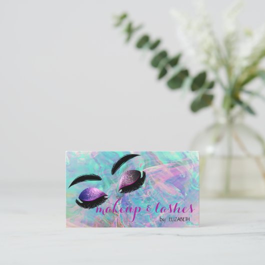 Elegant Iridescent Opal Glitter Lashes, Makeup Visitekaartje (Staand voorkant)