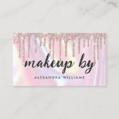 Elegant Iridescent Pearlescent Pink Makeup Artist Visitekaartje (Voorkant)
