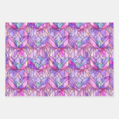 Elegant Iridescent Pink Faux Glas in lood Patroon Inpakpapier Vel (Voorkant 3)