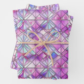 Elegant Iridescent Pink Faux Glas in lood Patroon Inpakpapier Vel (In situ)